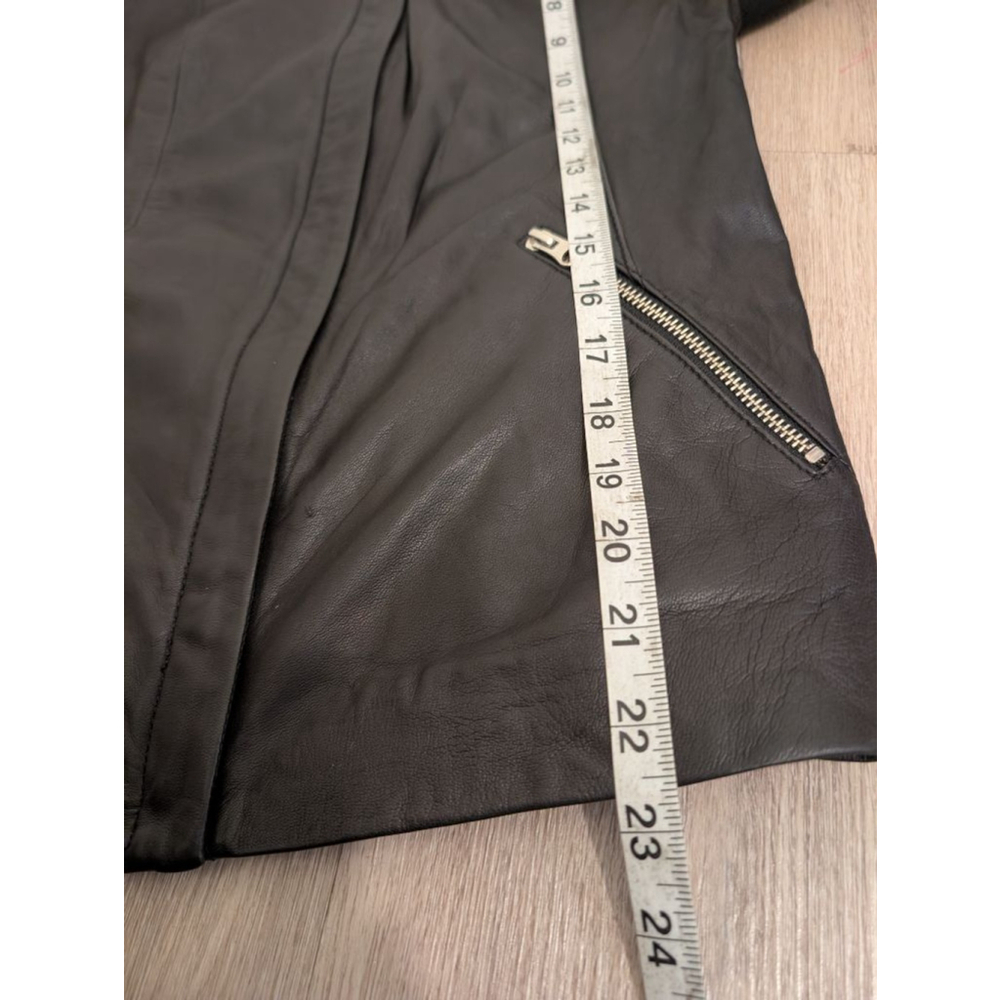 Trouvé Collarless Black Leather Moto Jacket with Ribbed Knit Panels M - Picture 9 of 9